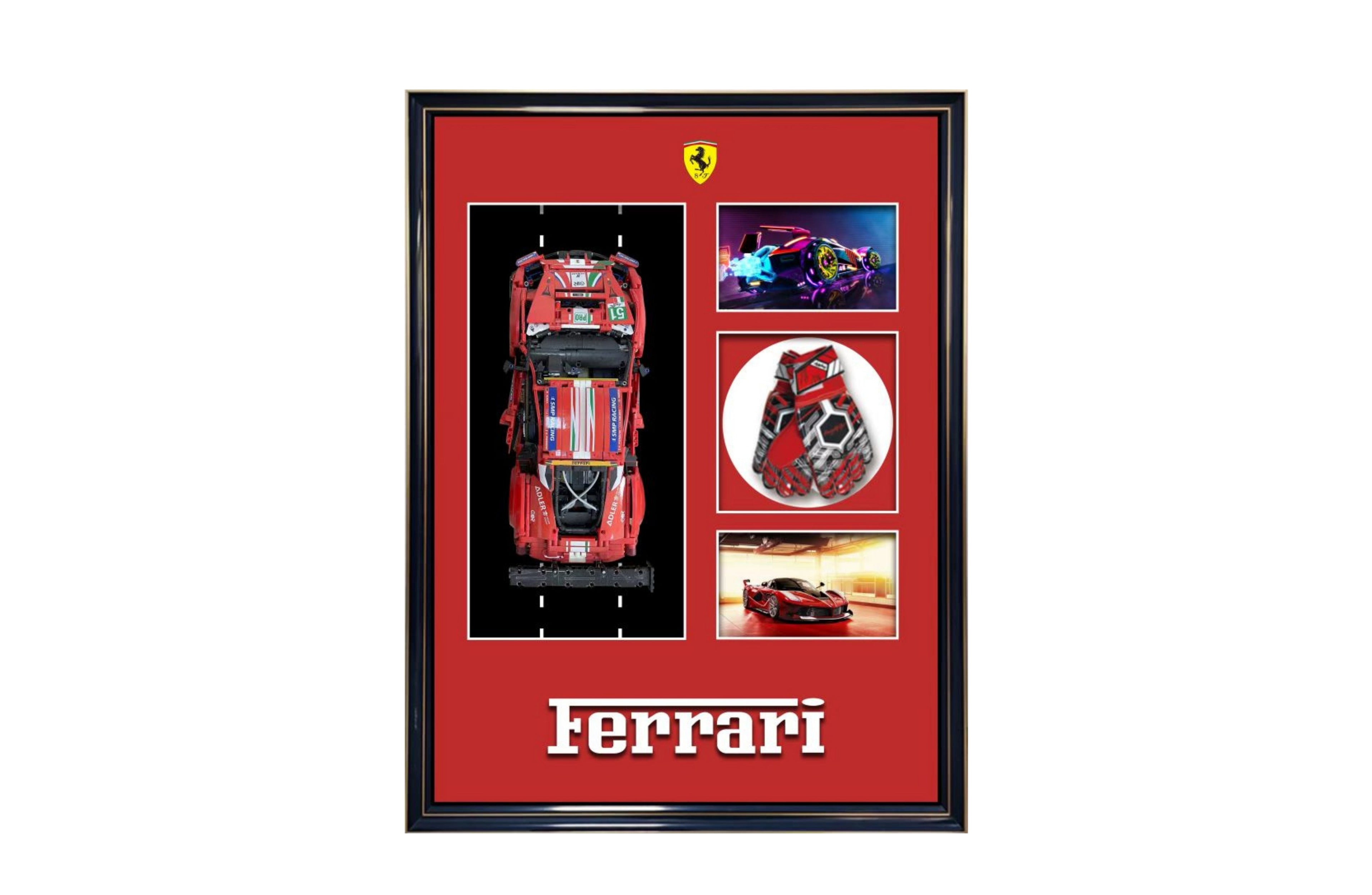 Ferrari-Inspired Brick-Built Wall Art – Racing Car Model In Frame